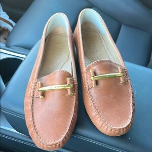Lauren Ralph Lauren Tan Leather Loafers with Gold Accent